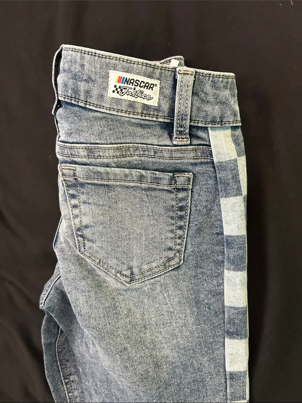 Justice Girls Racing Two-Piece Set Jean jacket and wide leg jeans nascar